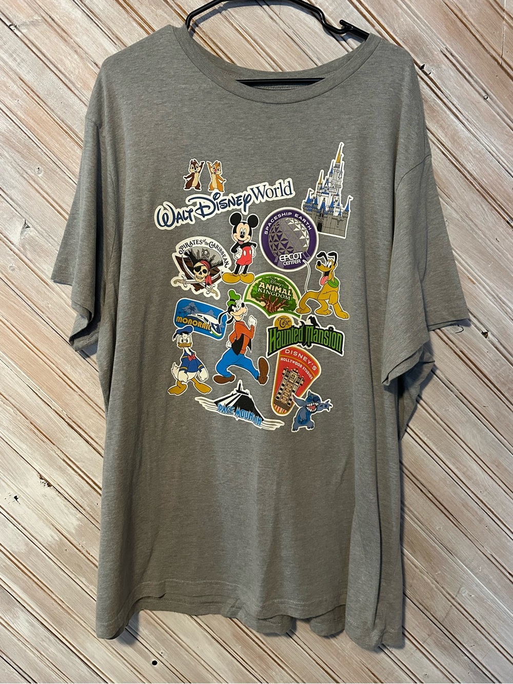 Walt Disney World Gray Short-Sleeve Patch Characters Graphic Tee